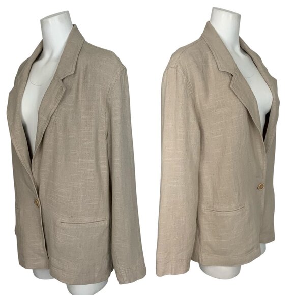 Free People We The Free Beckett Boyfriend Blazer S Cream Linen Blend Relaxed Fit - Picture 3 of 12